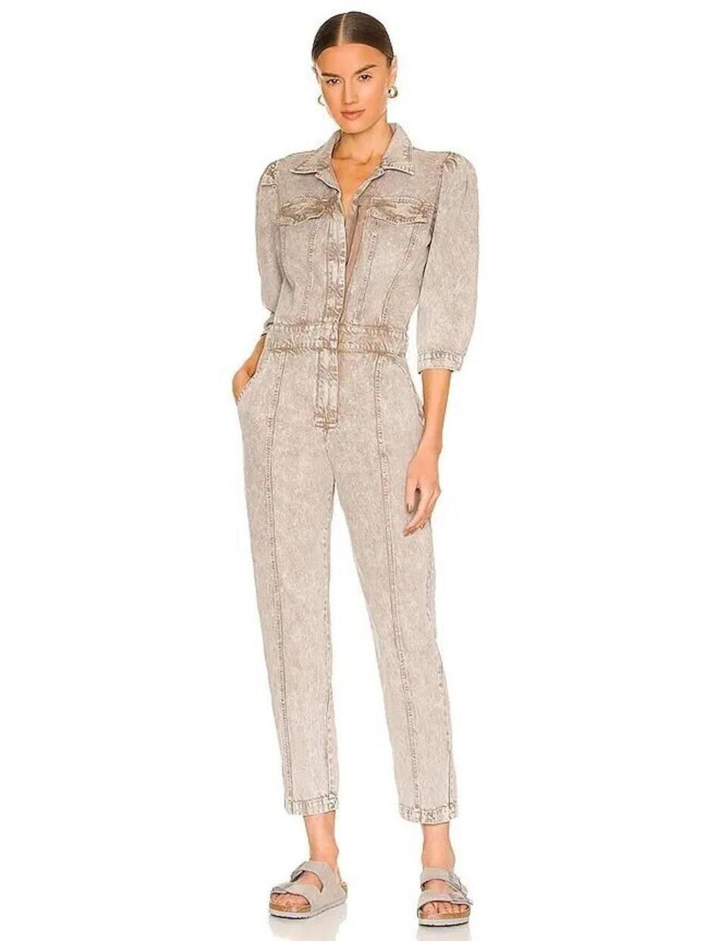 YFB Young Fabulous & Broke Kahrina Jumpsuit Driftwood Mineral Wash Grey‎ Size S